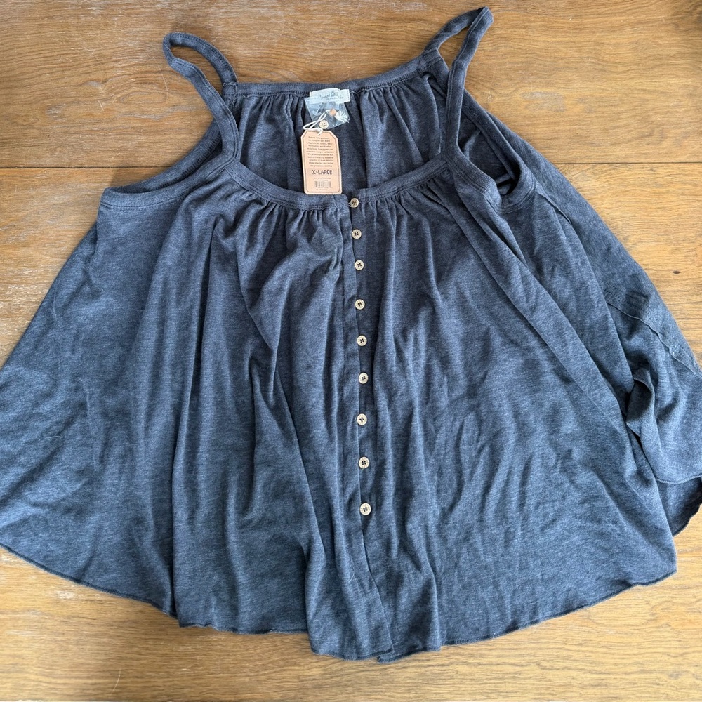 NATURAL LIFE Charcoal Button-Front top tank XL